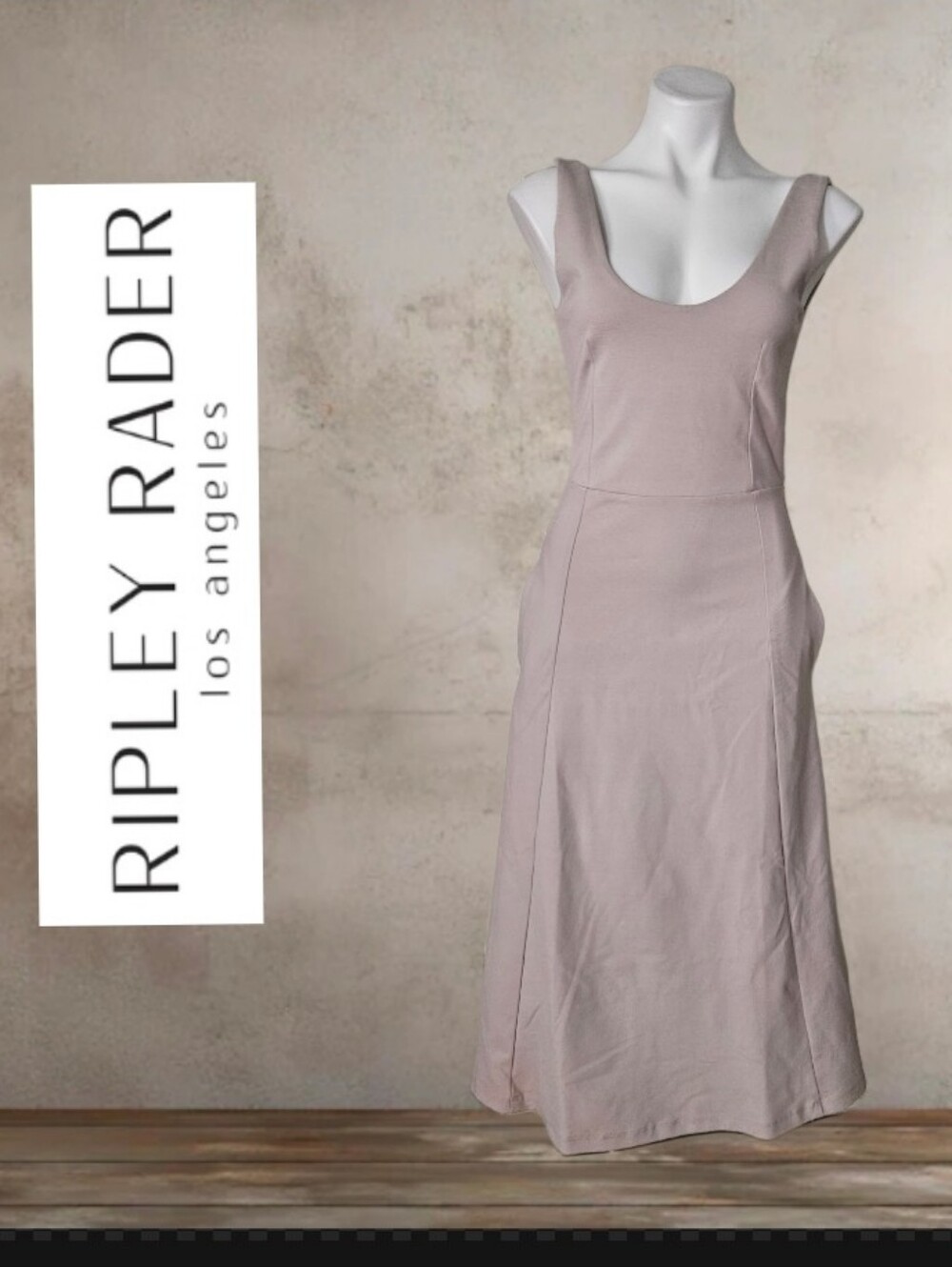 NWT/ Ripley RaderPonte knit midi-length dress TAN SIZE SMALL